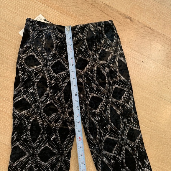 ZARA Velvet Glitter Geometric Flared Pants — Black & Taupe/Silver — XS — NWT - Picture 9 of 13